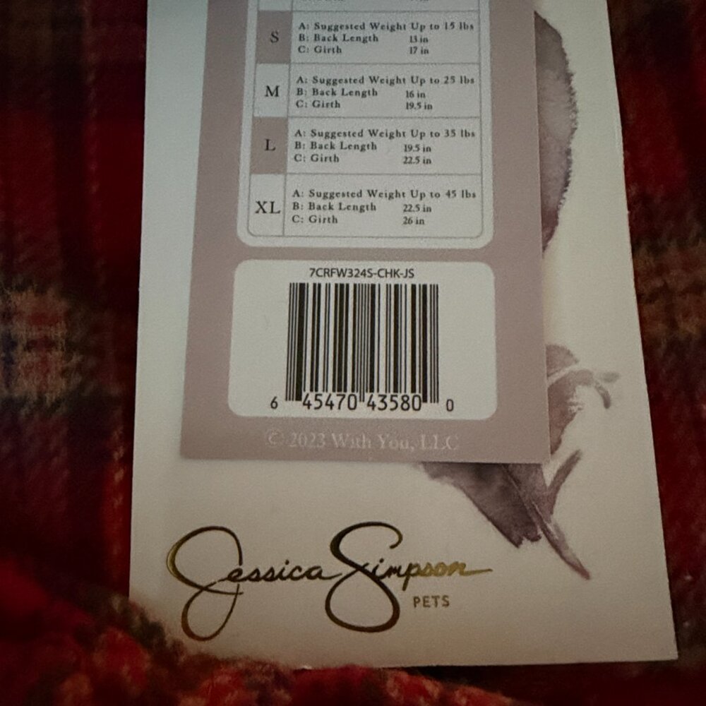 NWT Red Plaid Dog Dress Size Small Jessica Simpson - Winterwear for pets - Picture 11 of 11